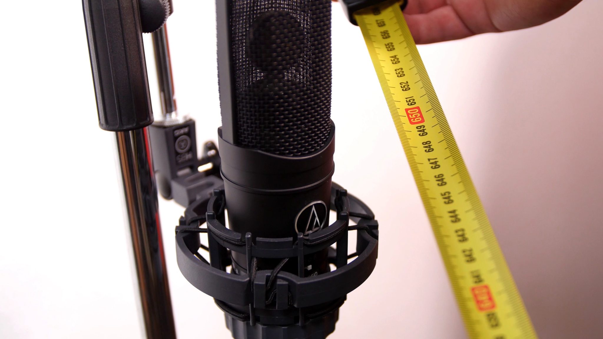 An Audio Technica AT4050 used as a room mic in a guitar recording.